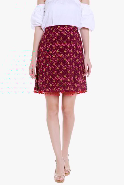 Globus Purple Printed Above Knee Boho Skirt Globus Purple Printed Above Knee Boho Skirt