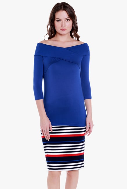 Globus Blue Off Shoulder Top Globus Blue Off Shoulder Top