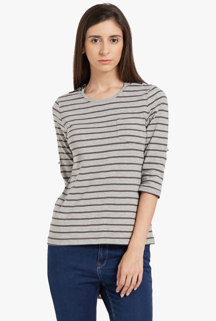 Globus Grey Striped Top Globus Grey Striped Top