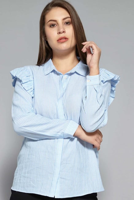 Sassy Soda Curve by Westside Blue Prue Blouse Sassy Soda Curve by Westside Blue Prue Blouse