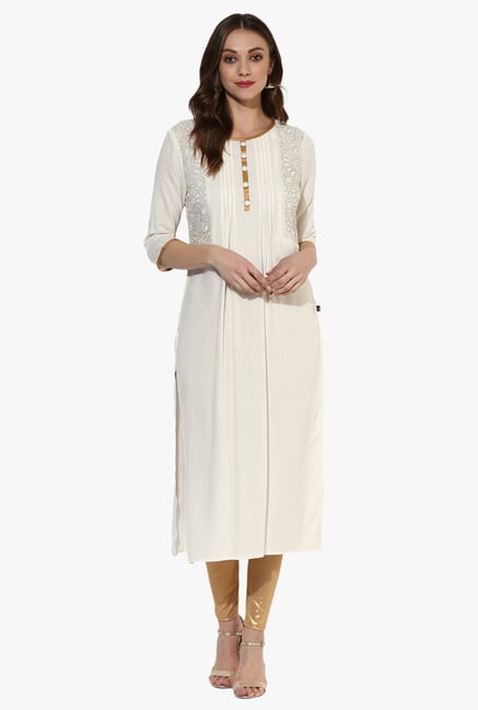 Juniper Off White Rayon Kurta Juniper Off White Rayon Kurta