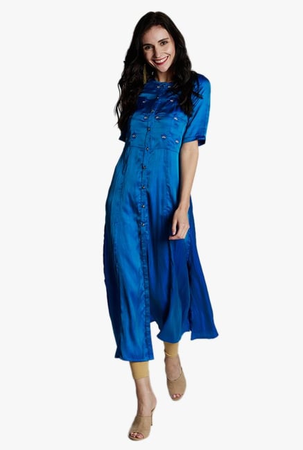 Jaipur Kurti Royal Blue Embroidered Kurta Jaipur Kurti Royal Blue Embroidered Kurta
