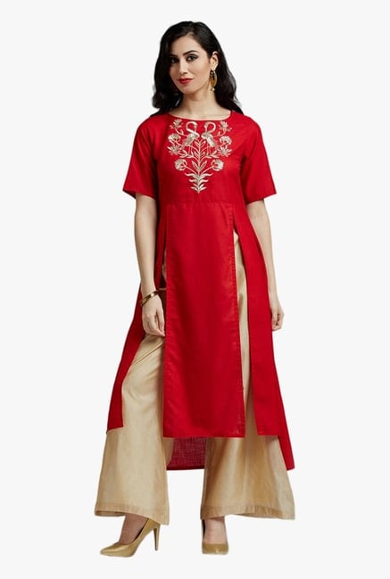 Jaipur Kurti Red Embroidered Kurta Jaipur Kurti Red Embroidered Kurta
