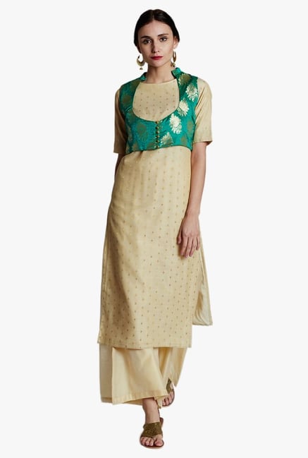 Jaipur Kurti Green & Beige Printed Kurta Jaipur Kurti Green & Beige Printed Kurta