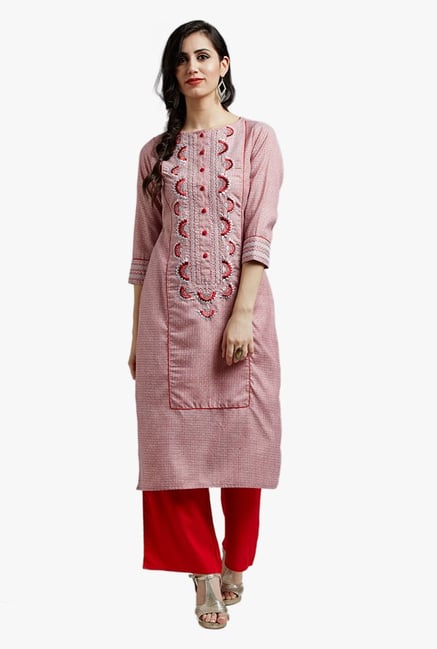 Jaipur Kurti Pink Embroidered Kurta Jaipur Kurti Pink Embroidered Kurta