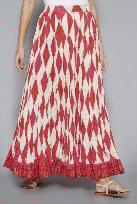 Utsa by Westside Pink Diamond Print Skirt Utsa by Westside Pink Diamond Print Skirt