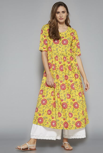 Utsa by Westside Yellow Pure Cotton Kurta Utsa by Westside Yellow Pure Cotton Kurta