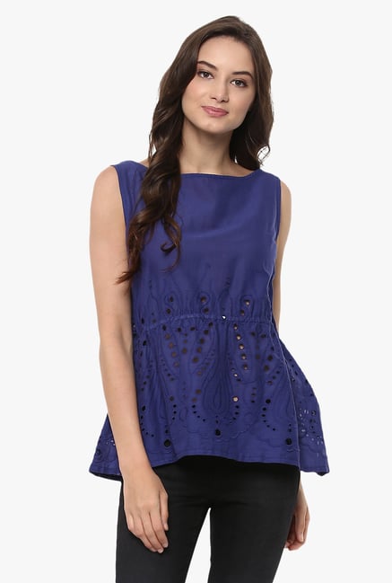 Pannkh Blue Printed Top Pannkh Blue Printed Top