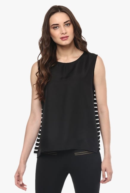 Pannkh Black Polyester Top Pannkh Black Polyester Top