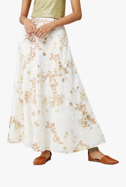Global Desi Off White Printed Maxi Skirt Global Desi Off White Printed Maxi Skirt