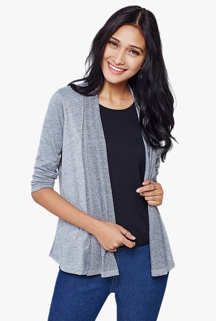 Global Desi Grey Textured Shrug Global Desi Grey Textured Shrug
