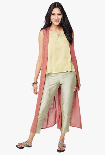 Global Desi Pink Striped Shrug Global Desi Pink Striped Shrug