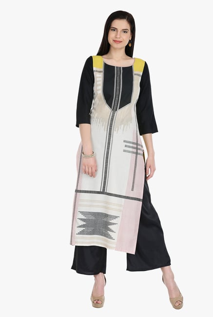 W Off White Printed Rayon Kurta W Off White Printed Rayon Kurta