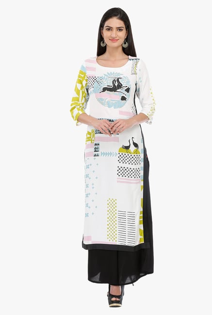 W White Printed Rayon Kurta W White Printed Rayon Kurta