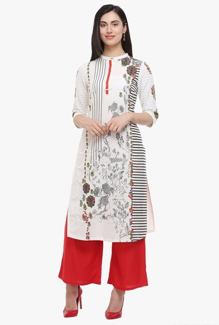 W White Printed Cotton Kurta W White Printed Cotton Kurta