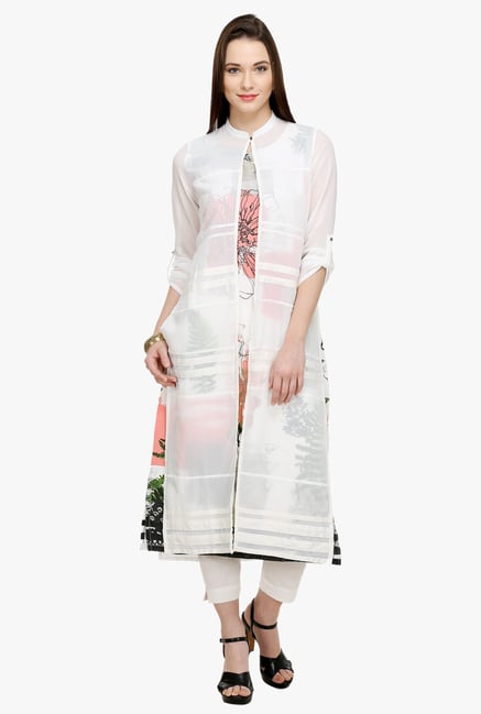 W White Printed Rayon Kurta W White Printed Rayon Kurta