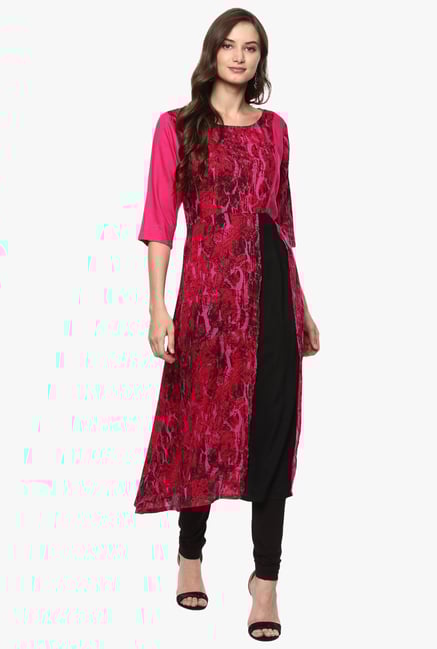 Pannkh Pink Printed Long Kurta Pannkh Pink Printed Long Kurta