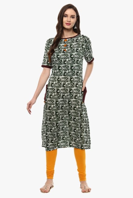 Pannkh Green Printed Kurta Pannkh Green Printed Kurta