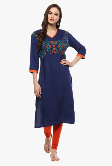 Pannkh Navy Printed Jacket Kurta Pannkh Navy Printed Jacket Kurta