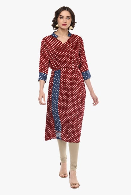 Pannkh Maroon Printed Tunnels Kurta Pannkh Maroon Printed Tunnels Kurta