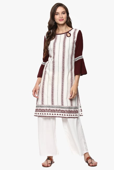 Pannkh Off White Printed Cotton Kurta Pannkh Off White Printed Cotton Kurta