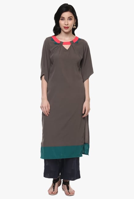 Pannkh Brown Round Neck Kurta Pannkh Brown Round Neck Kurta