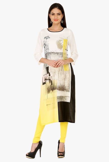 W Off White Printed Rayon Kurta W Off White Printed Rayon Kurta