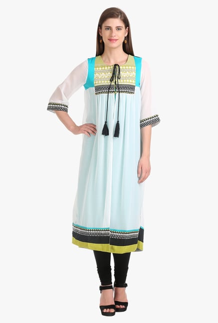 W White Printed Polyester Kurta W White Printed Polyester Kurta
