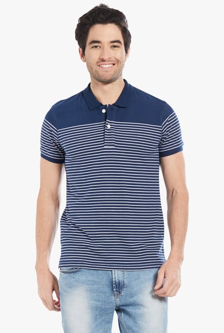 Globus Navy Striped Polo T-Shirt Globus Navy Striped Polo T-Shirt