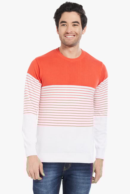 Globus White & Orange Striped T-Shirt Globus White & Orange Striped T-Shirt