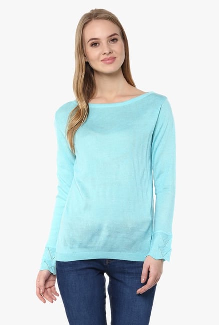 Cayman Turquoise Boat Neck Sweater Cayman Turquoise Boat Neck Sweater