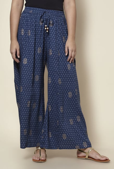 Zudio Royal Blue Paisley Printed palazzo Zudio Royal Blue Paisley Printed palazzo