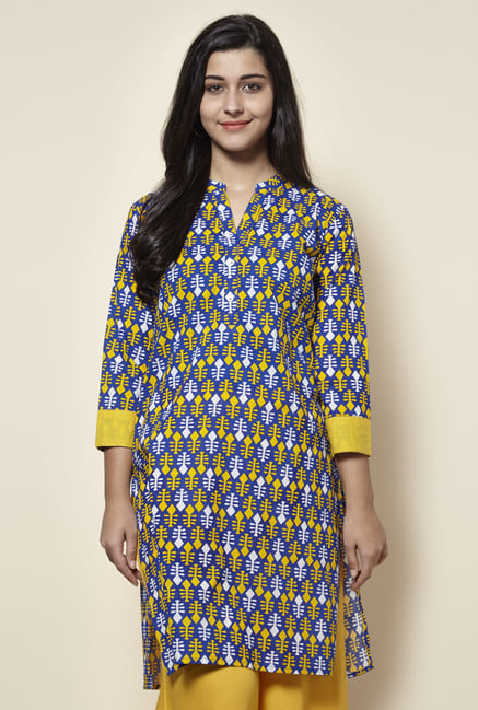 Zudio Royal Blue Printed Straight Fit Kurta Zudio Royal Blue Printed Straight Fit Kurta