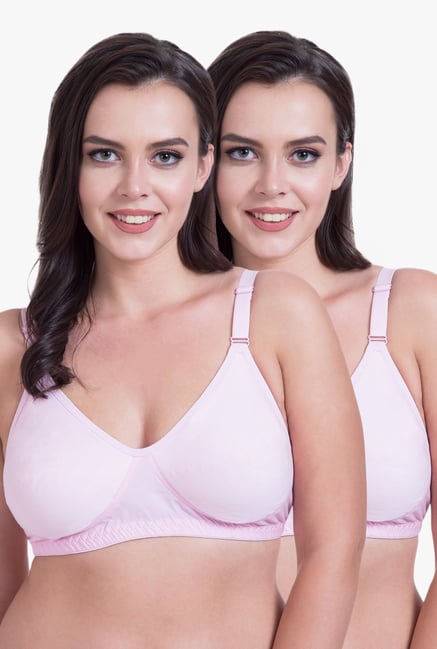 Rajnie Pink Non Wired Non Padded Bra (Pack Of 2) Rajnie Pink Non Wired Non Padded Bra (Pack Of 2)