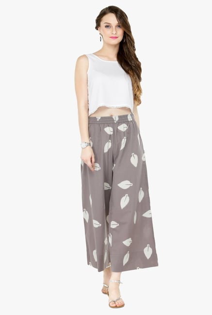 Varanga Grey Printed Cotton Palazzo Varanga Grey Printed Cotton Palazzo