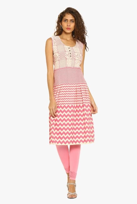 Soch Cream & Pink Printed Cotton Kurta Soch Cream & Pink Printed Cotton Kurta