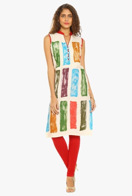 Soch Cream & Red Printed Cotton Kurta Soch Cream & Red Printed Cotton Kurta