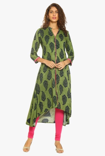 Soch Olive Printed Rayon Viscose Kurta Soch Olive Printed Rayon Viscose Kurta