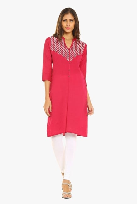 Soch Pink Embroidered Cotton Kurta Soch Pink Embroidered Cotton Kurta