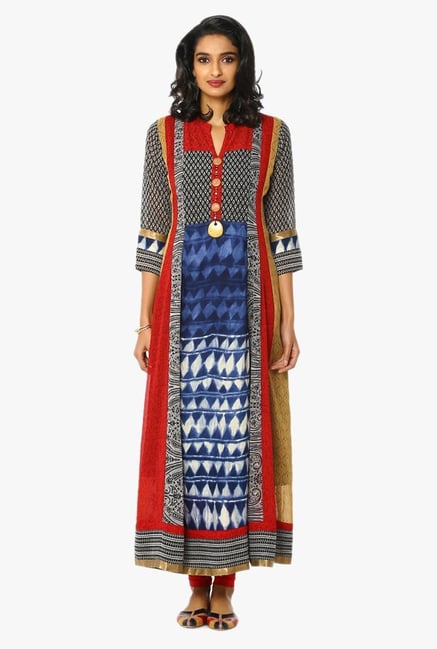 Soch Red & Indigo Printed Georgette Kurta Soch Red & Indigo Printed Georgette Kurta