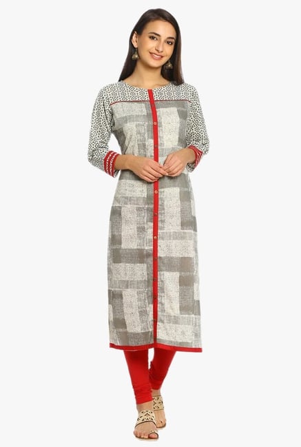 Soch Grey Printed Cotton Kurta Soch Grey Printed Cotton Kurta
