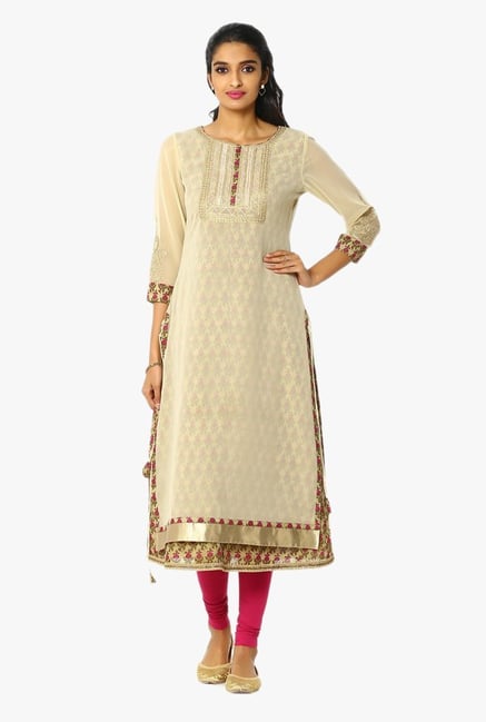 Soch Beige Printed Georgette Kurta Soch Beige Printed Georgette Kurta