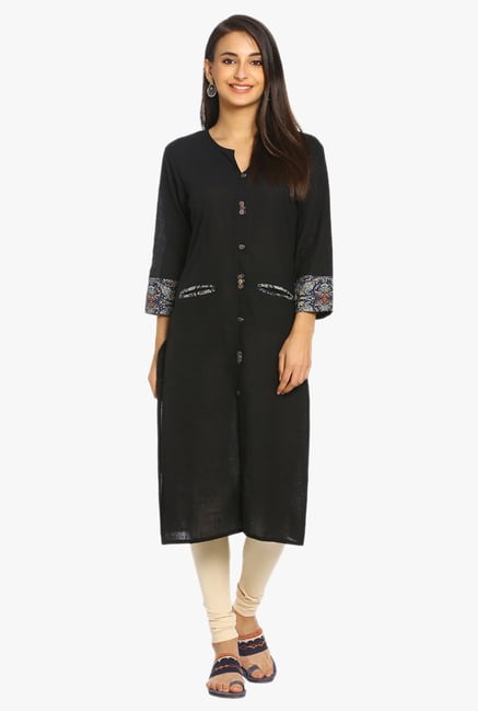 Soch Black Regular Fit Cotton Kurta Soch Black Regular Fit Cotton Kurta