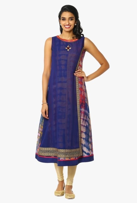 Soch Royal Blue Printed Georgette Kurta Soch Royal Blue Printed Georgette Kurta