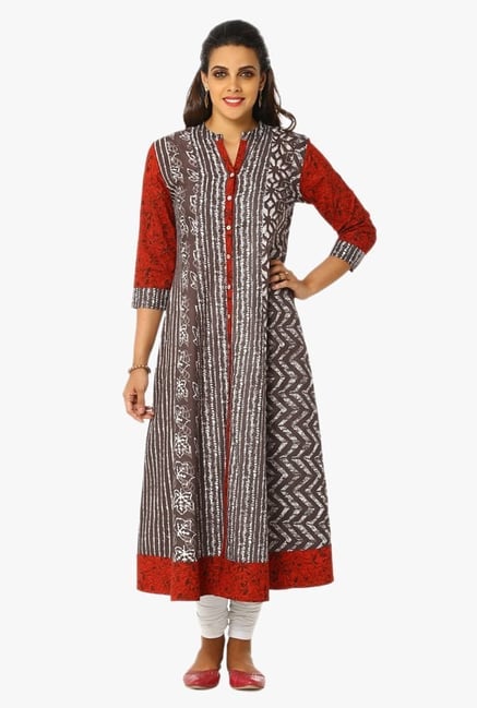 Soch Grey Printed Cotton Kurta Soch Grey Printed Cotton Kurta