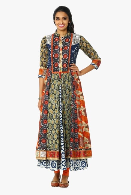 Soch Multicolor Printed Chanderi Kurta Soch Multicolor Printed Chanderi Kurta