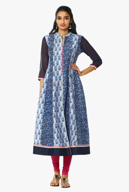 Soch Indigo Printed Chanderi Kurta Soch Indigo Printed Chanderi Kurta