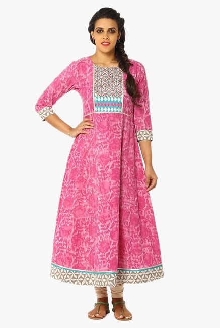 Soch Pink Printed Cotton Kurta Soch Pink Printed Cotton Kurta