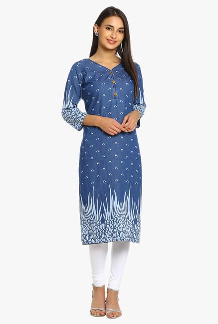 Soch Indigo Printed Denim Kurta Soch Indigo Printed Denim Kurta