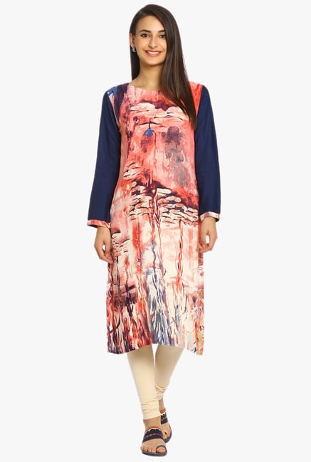 Soch Coral Printed Rayon Kurta Soch Coral Printed Rayon Kurta